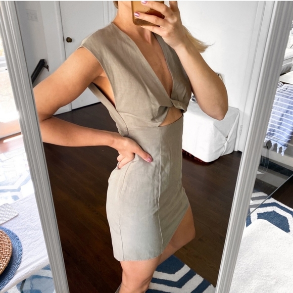 ZARA * CUT OUT LINEN BLEND DRESS - Picture 7 of 7